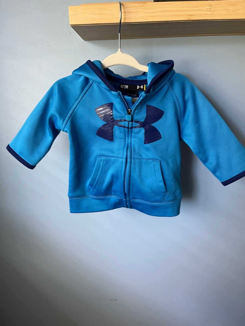 Under Armour Bright Blue Baby Zip Hoodie with Navy Logo